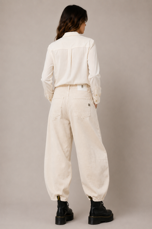 Pantalone Balloon in velluto a coste color Cream