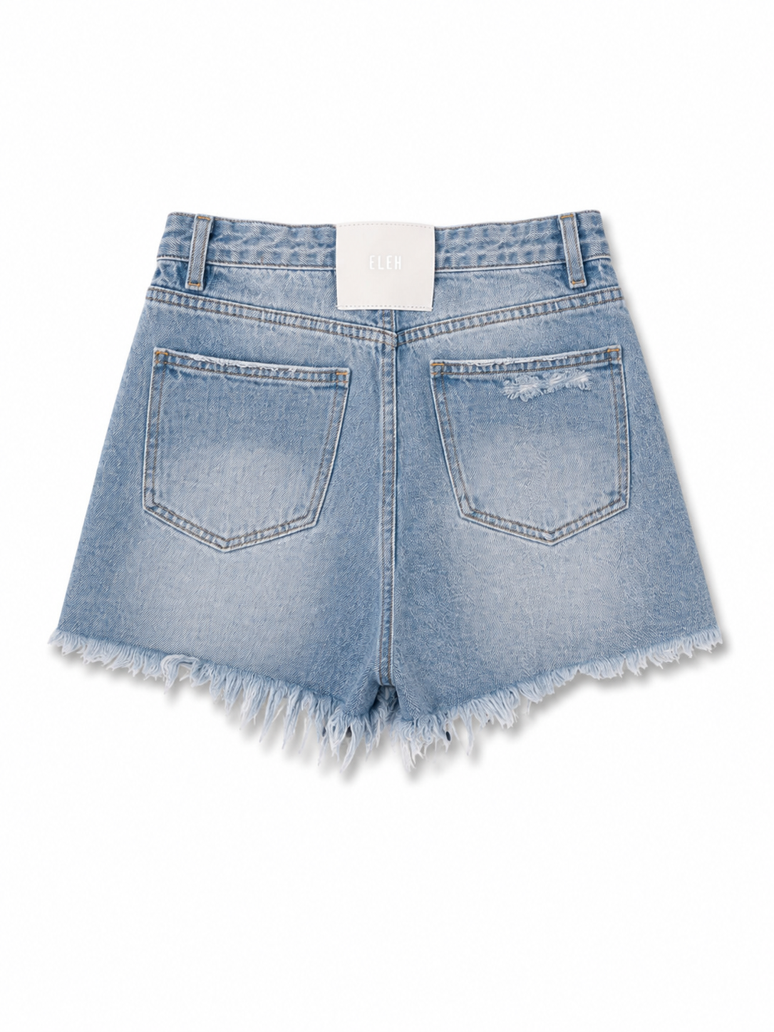 Short in denim sfrangiato