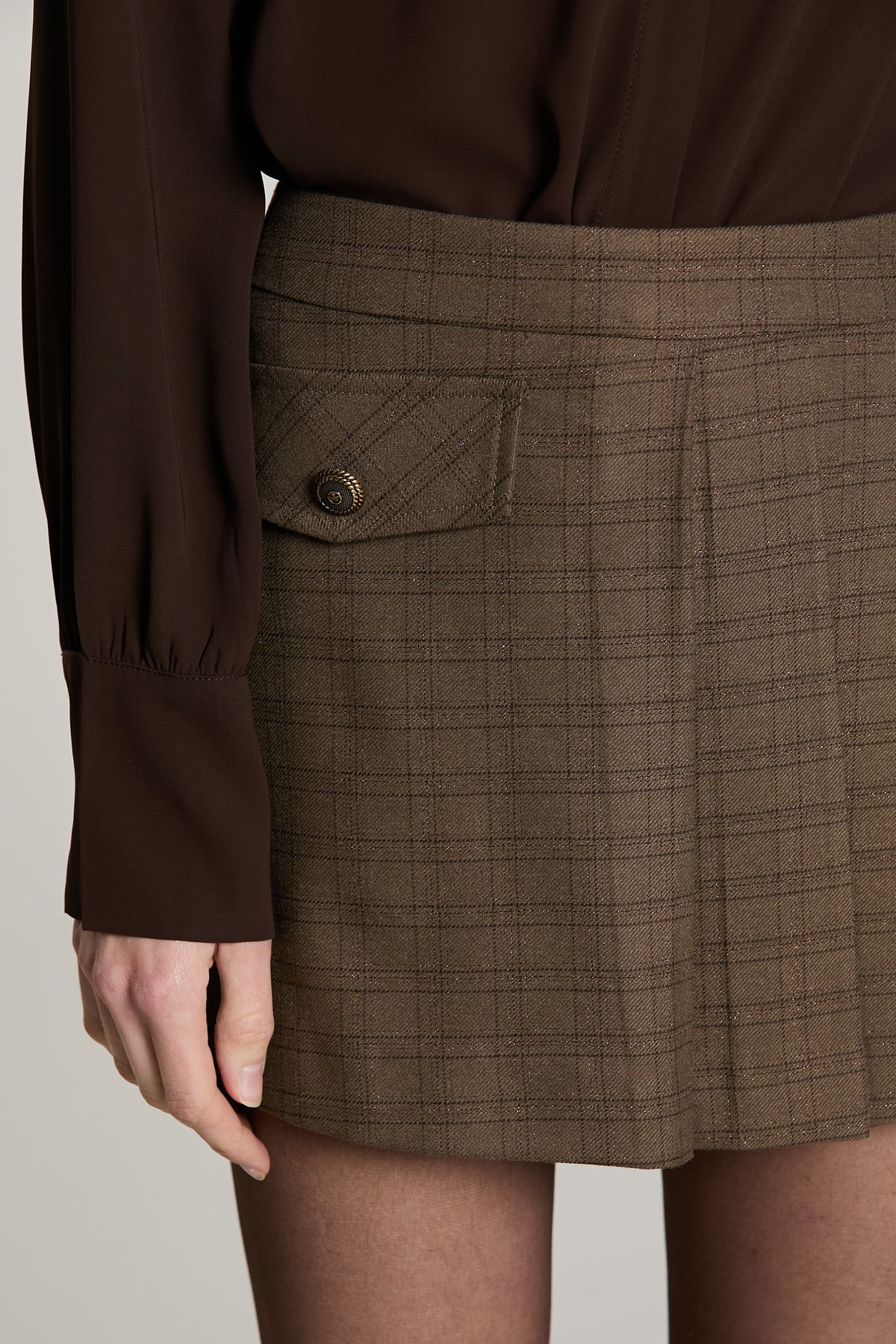 Shorts ACCIAI con pannello più pieghe più patta quadri con lurex