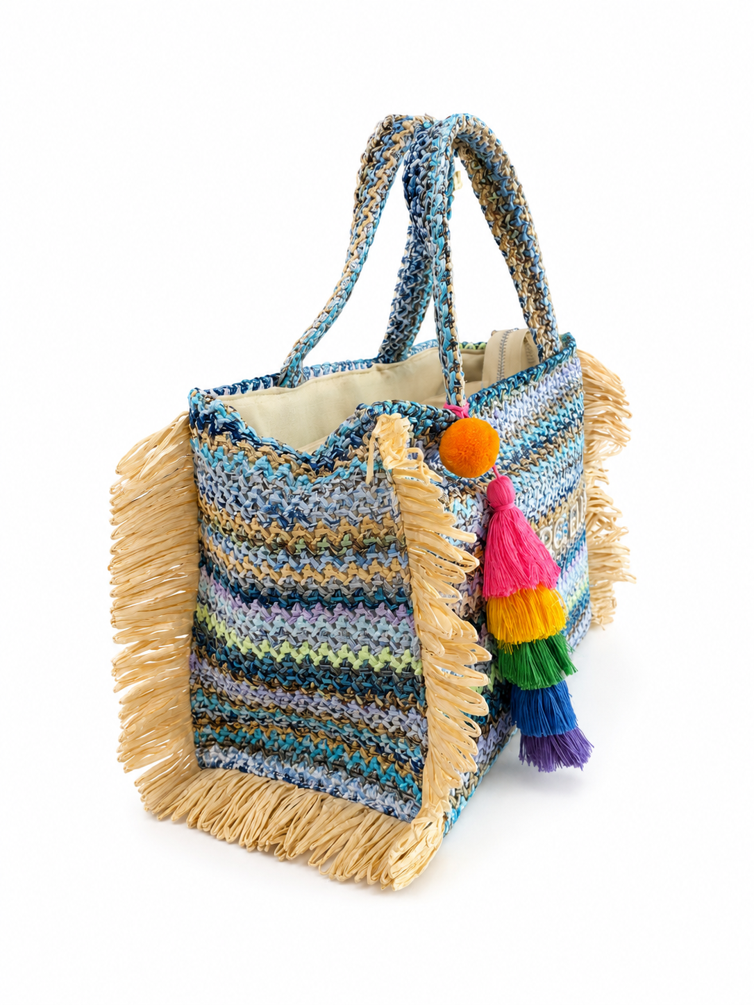 BORSA MEDIA Marc Ellis in rafia multicolor con tracolla