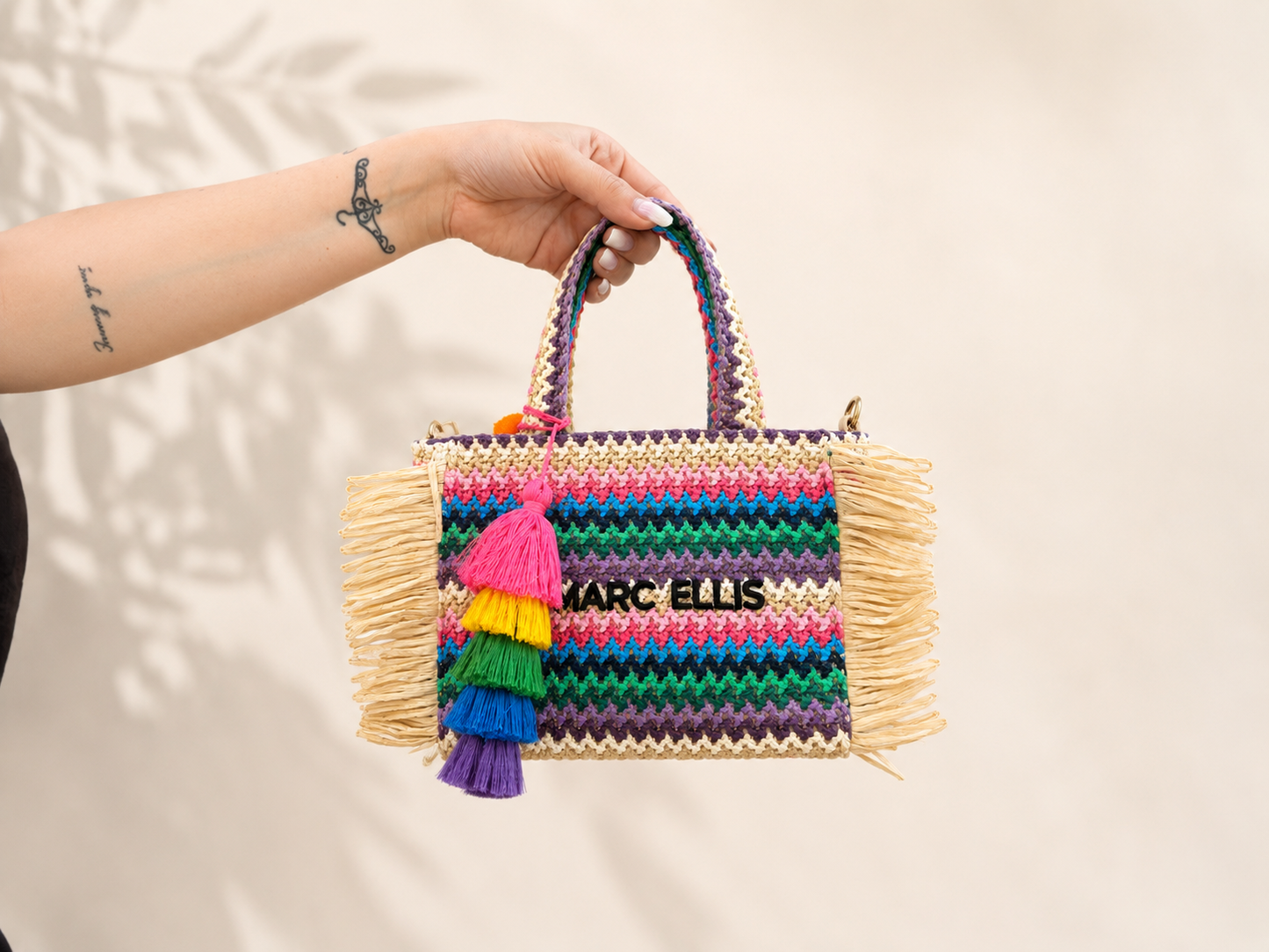 BORSA PICCOLA Marc Ellis in rafia multicolor