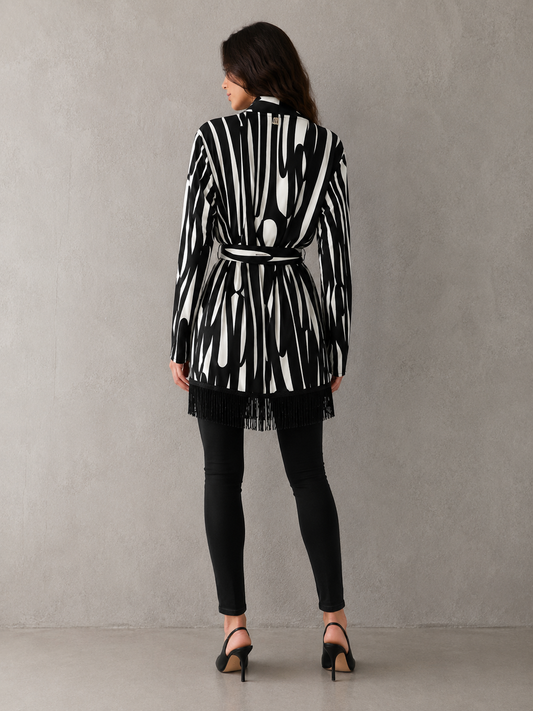 KIMONO CARDIGAN CREAMBLACK FRACOMINA