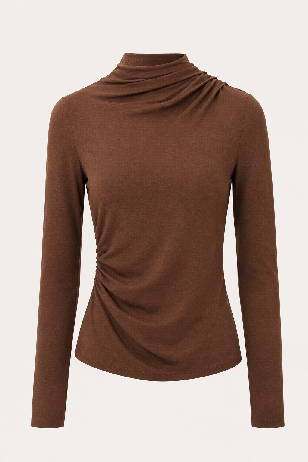 Maglia lupetto drappeggiata ELEH – Ruggine