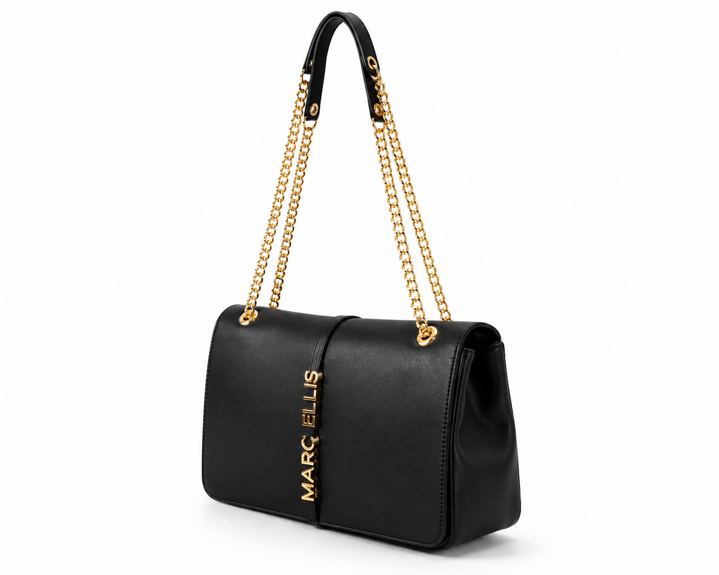 BORSA A SPALLA MARC ELLIS NERA CON CATENA DORATA