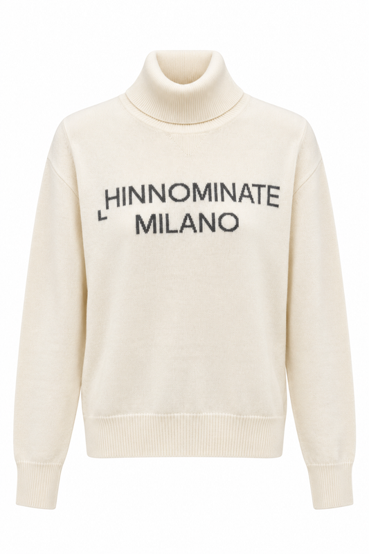 Maglia Dolcevita Hinnominate Milano con Logo – Panna