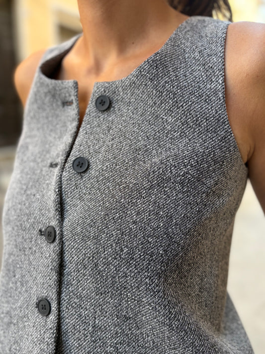 GILET IN TWEED GRIGIO