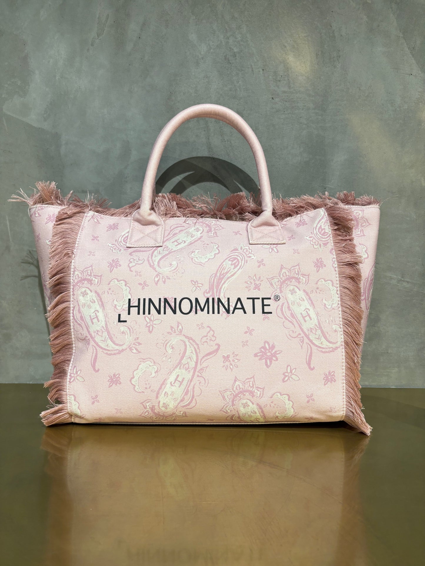 BORSA SHOPPER HINNOMINATE CON STAMPA BANDANA ROSA E FRANGE