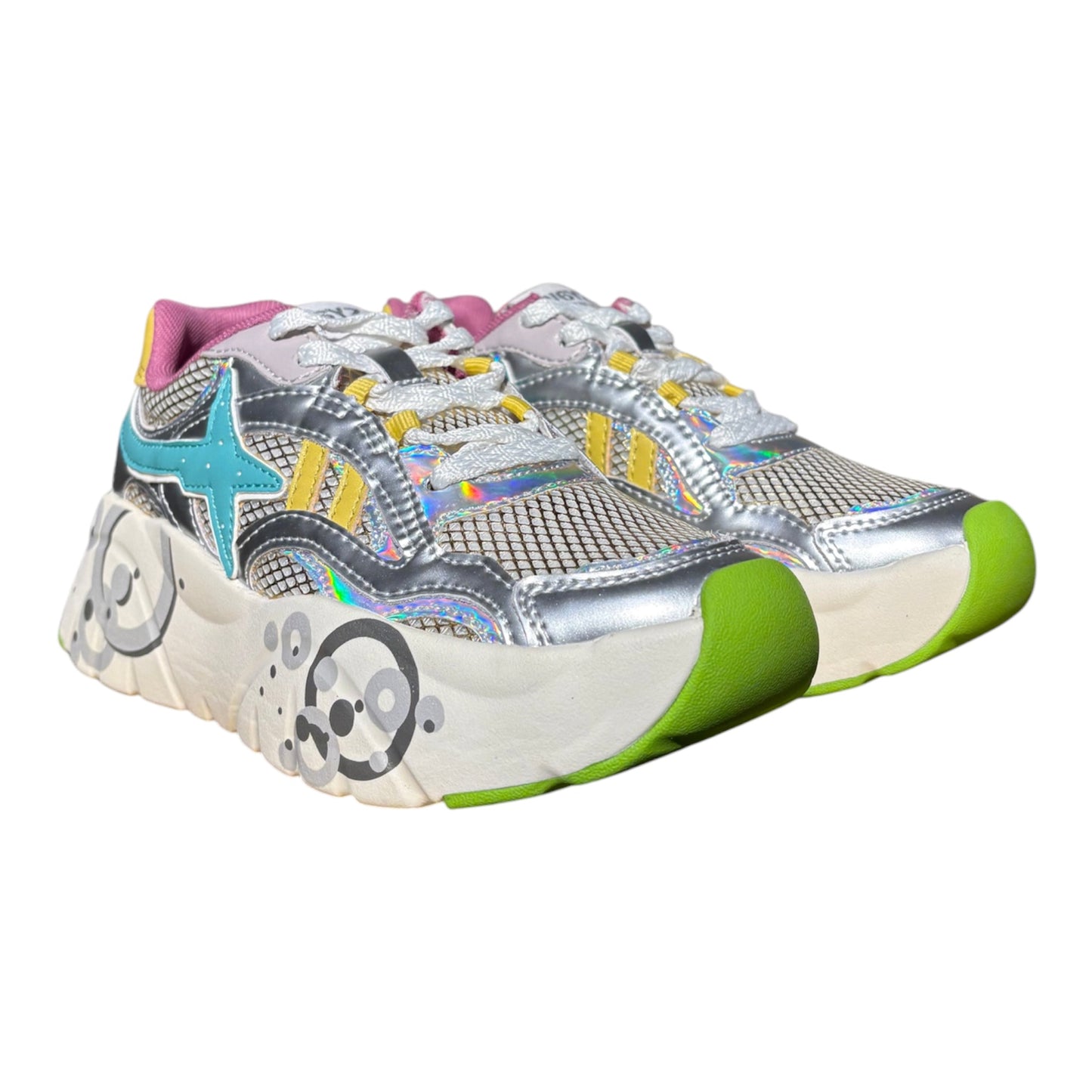 SNEAKERS PLATFORM W6YZ SILVER WHITE GREEN