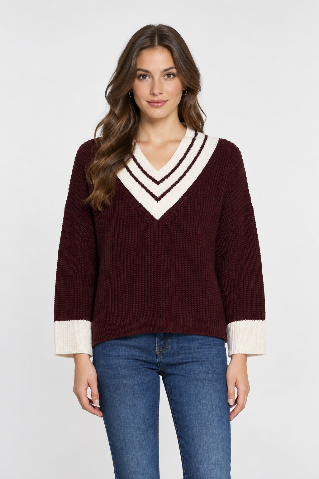 Maglia PHYNIA Bicolore con Scollo a V