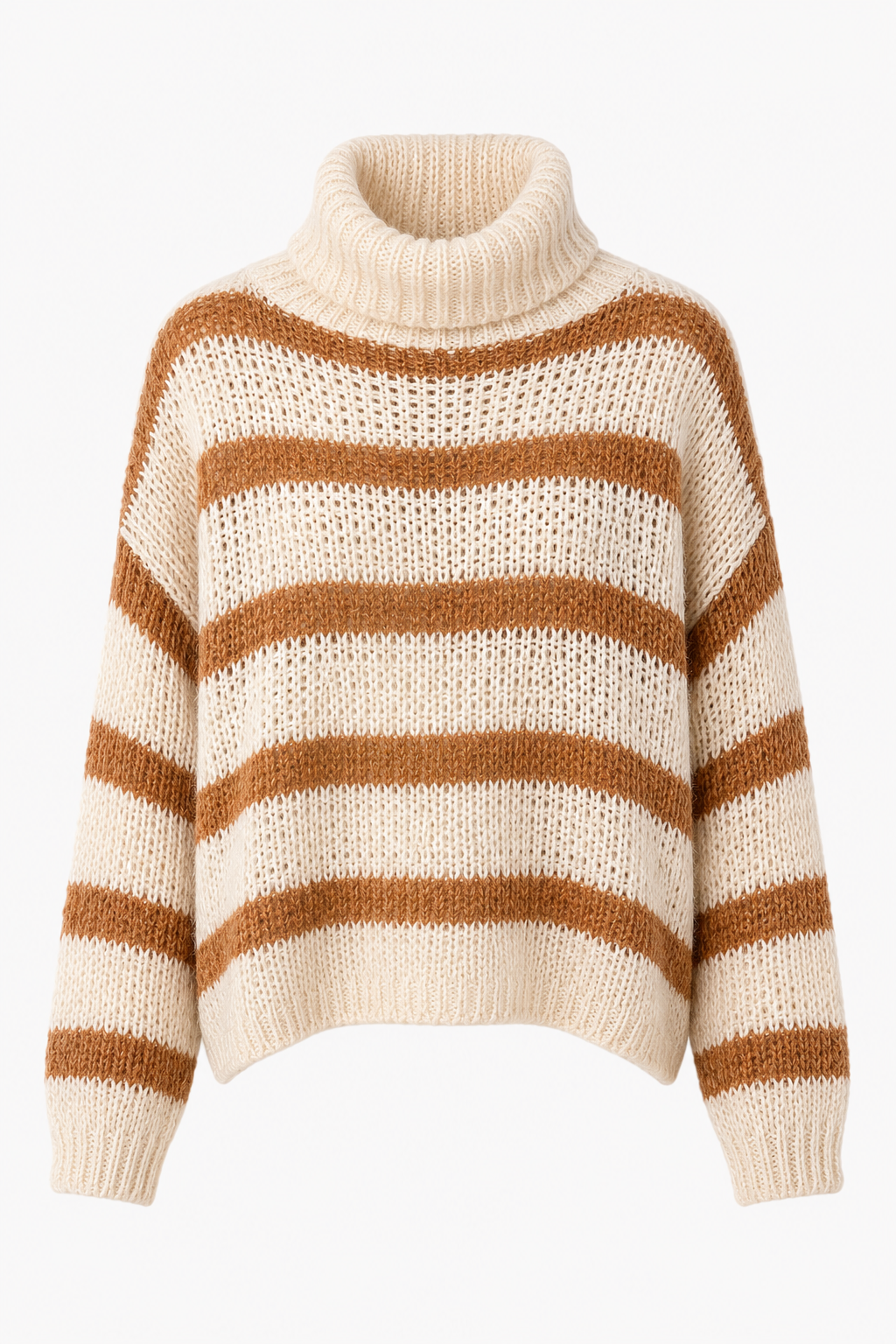 Maglia dolcevita a righe cream caramel FRACOMINA