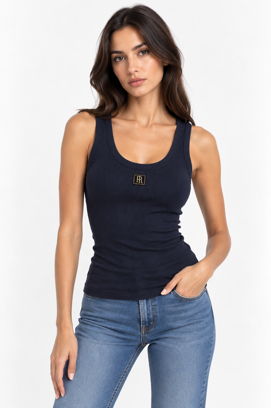 Canotta Fracomina blu navy con logo