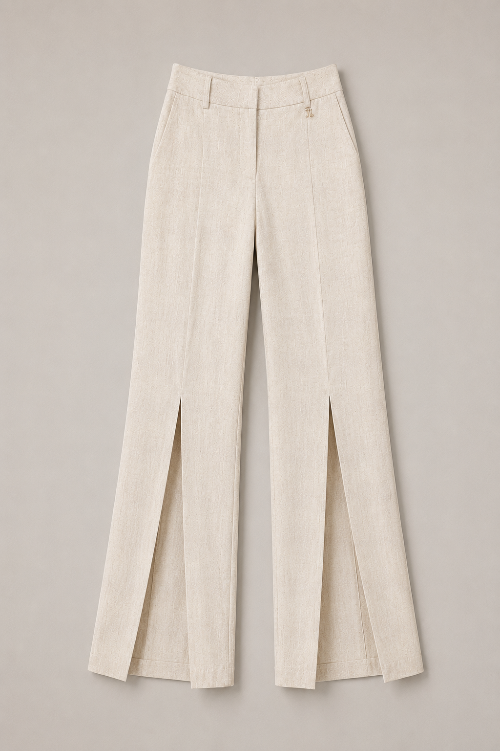 Pantalone Palazzo in Misto Lino con Spacco Frontale