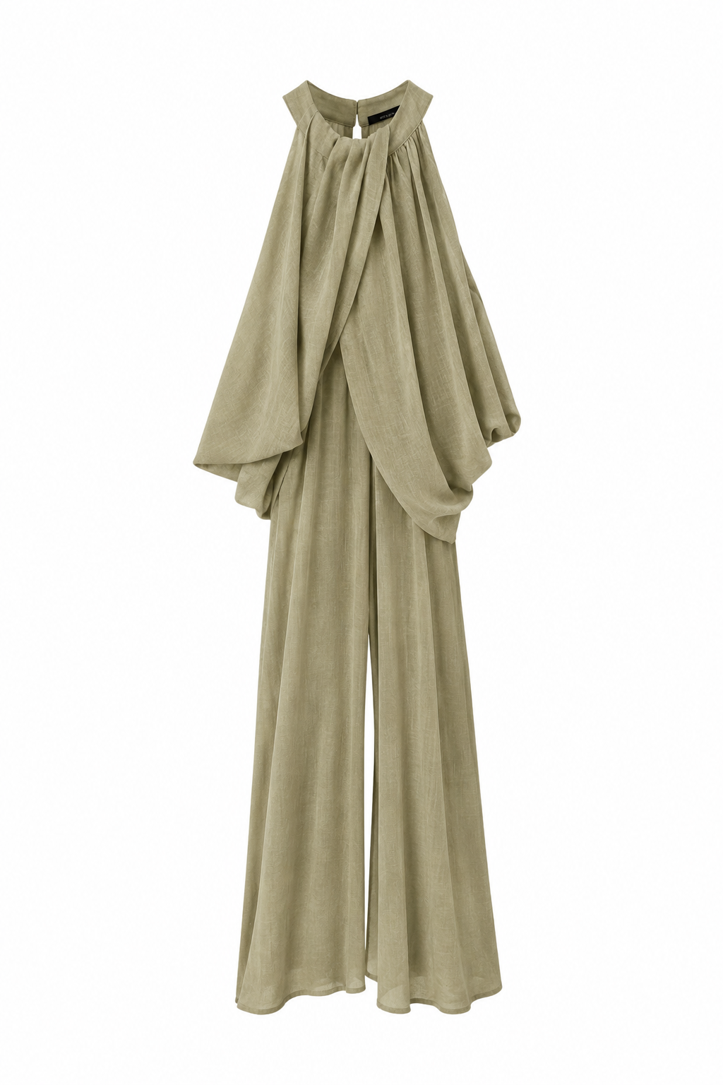Top lungo drappeggiato color fango