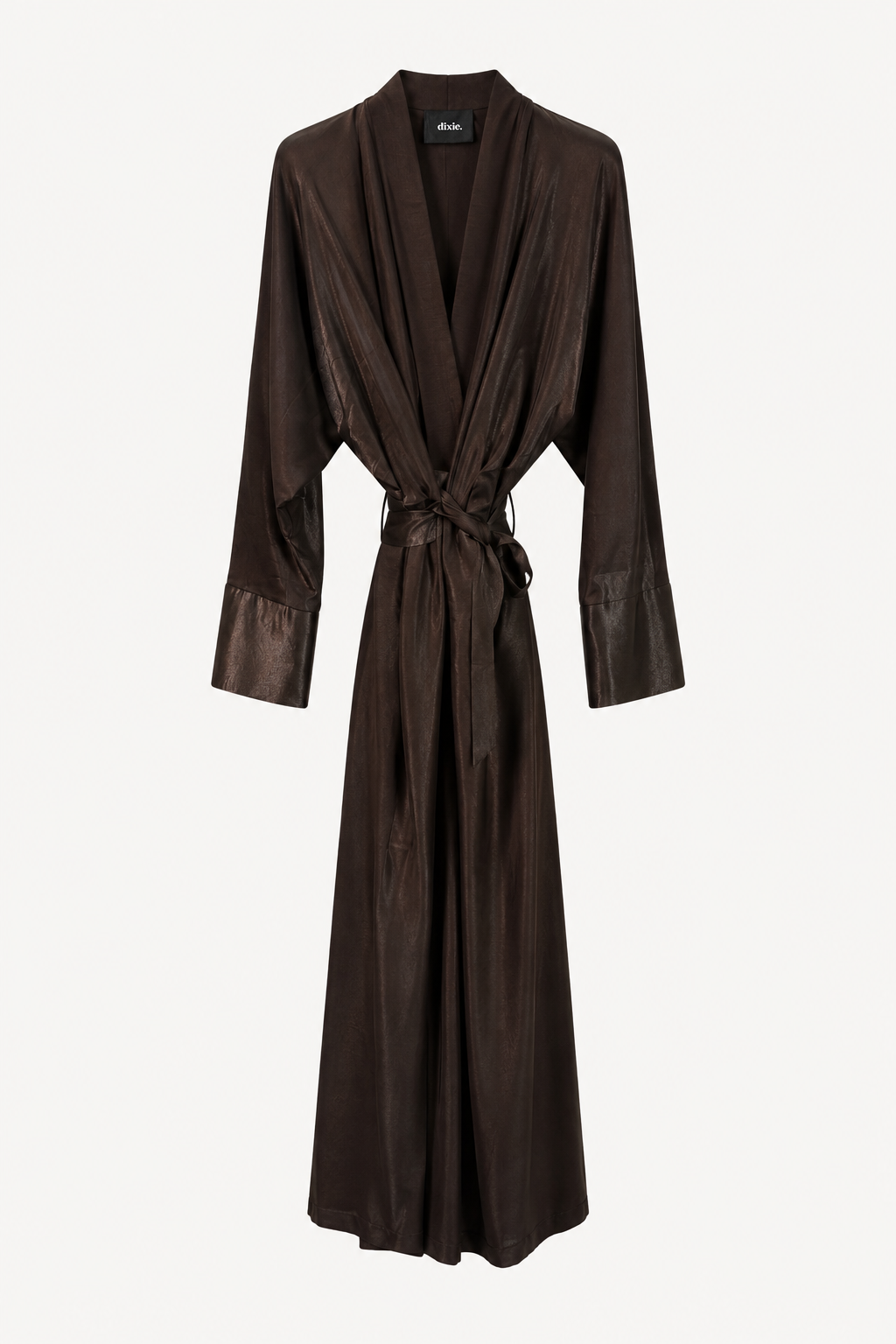 Abito lungo effetto satin con cintura – Dixie