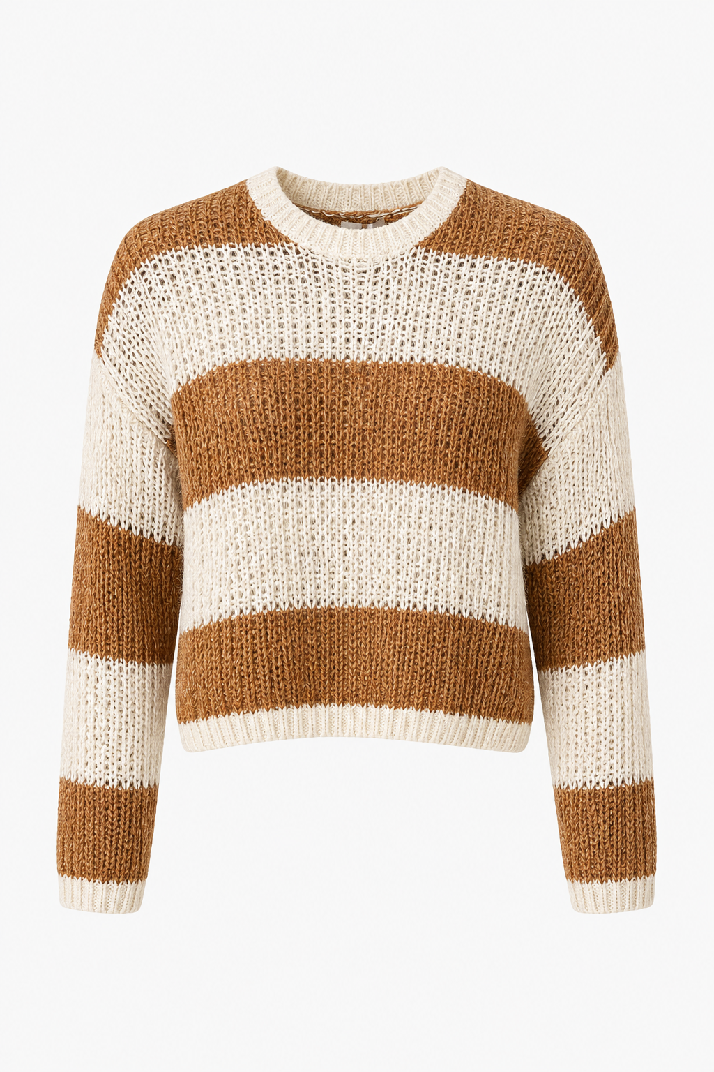 Maglia girocollo a righe cream caramel FRACOMINA