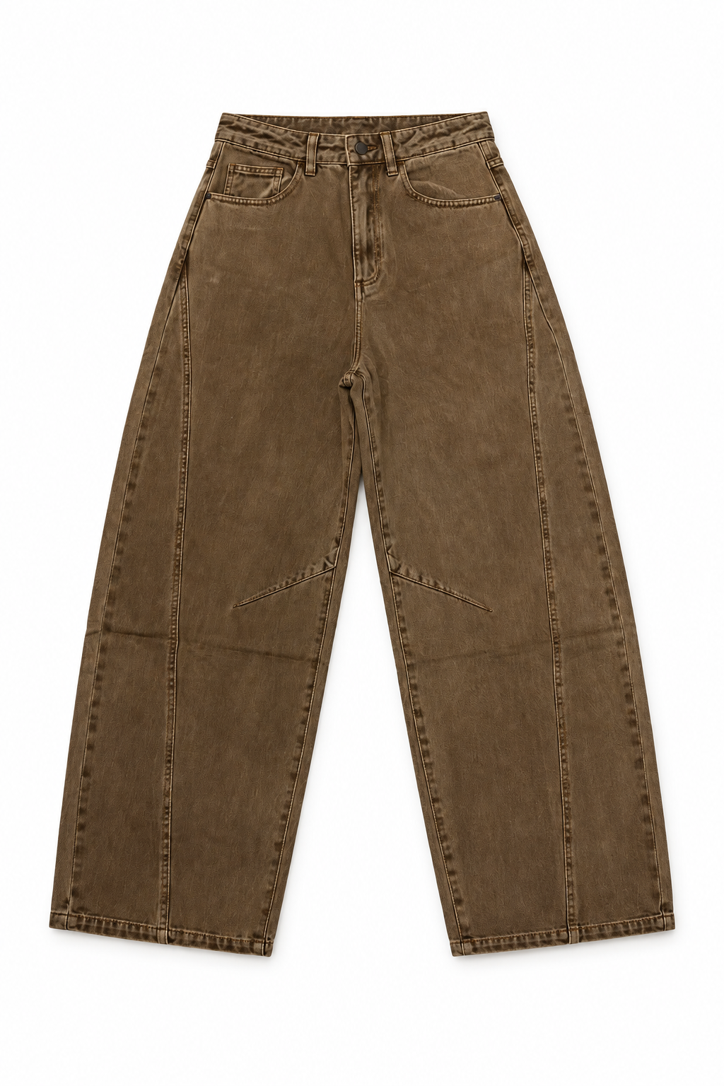 Jeans wide leg color fango