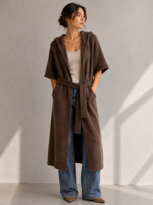 Cardigan con cappuccio DIXIE colore moro