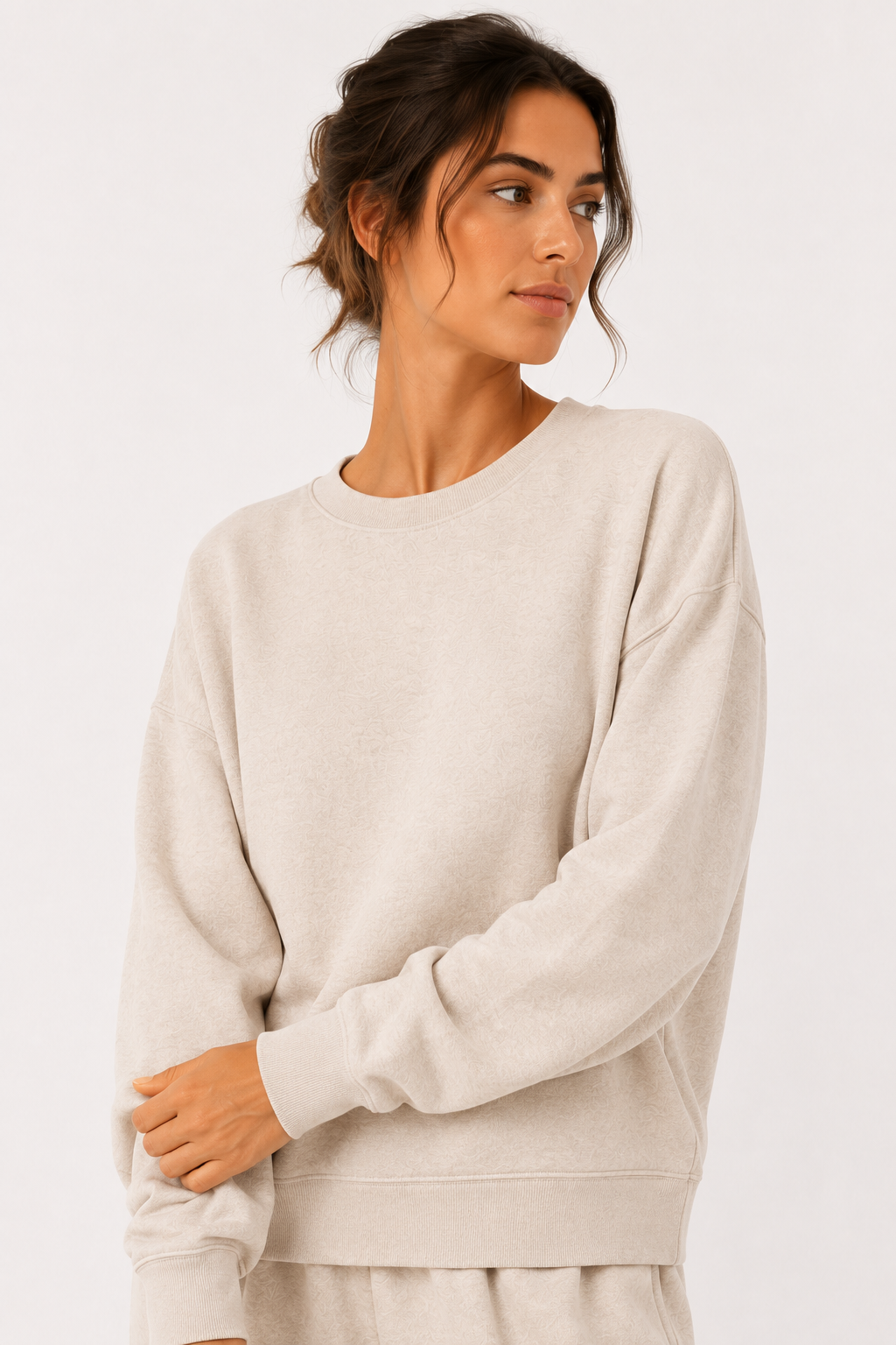 Felpa basic girocollo beige ELEH
