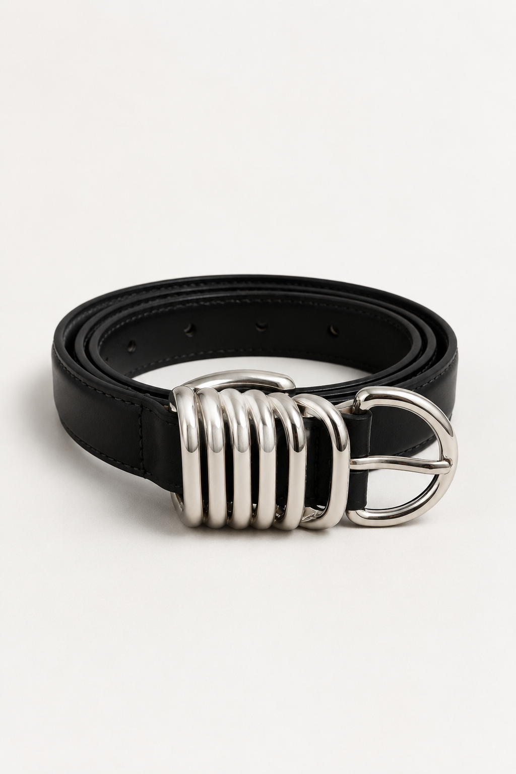 Cintura nera con fibbia gioiello silver ELEH