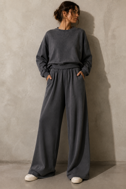Pantalone palazzo in felpa ELEH Grigio