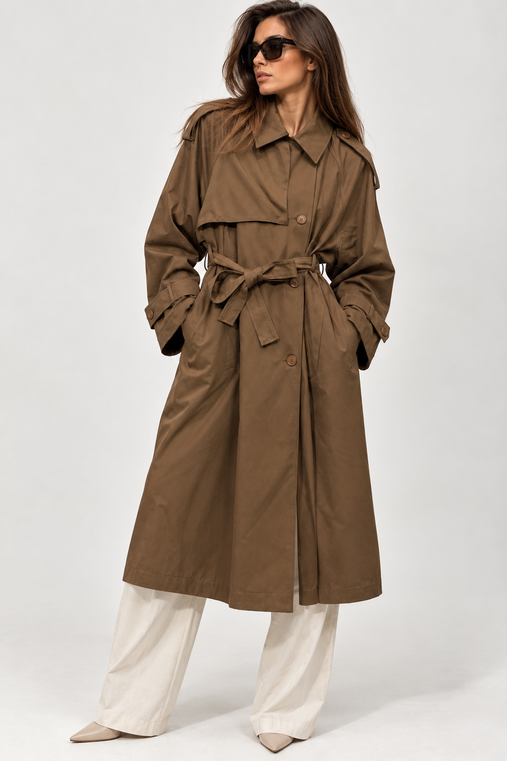 Trench lungo color tabacco – ELEH