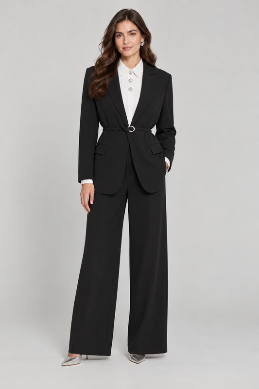 Pantalone BADISCO nero vita alta con elastico più tasche filetto