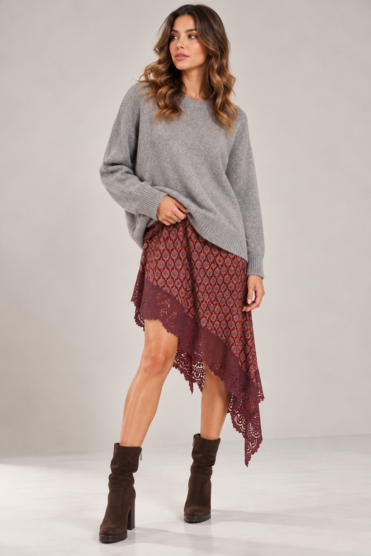 Maglia Grigia con Schiena Aperta e Fiocco Fantasia – Dixie