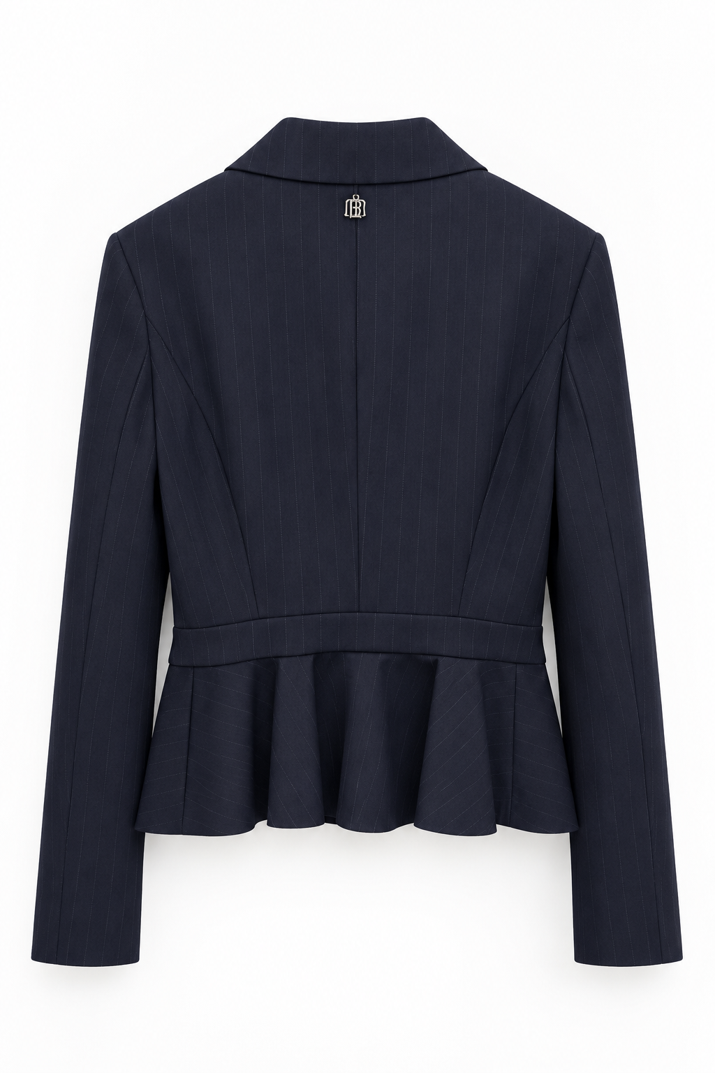 Giacca corta doppiopetto Fracomina blu navy gessata