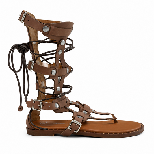 Sandalo gladiatore alto marrone