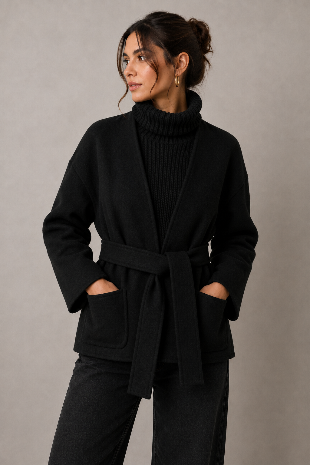 Cappotto con scalda collo nero GOA GOA