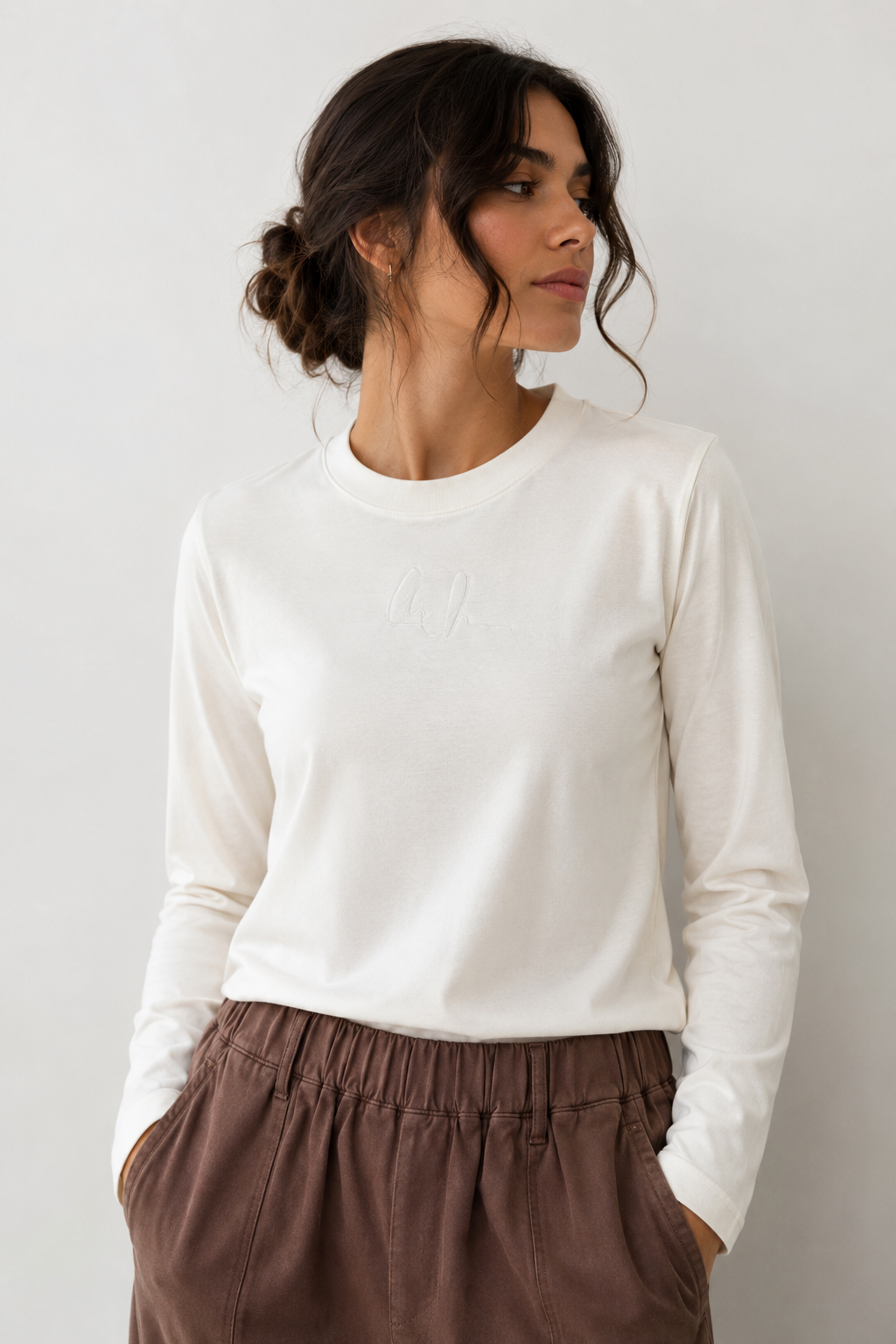 Maglia basic a maniche lunghe bianca ELEH