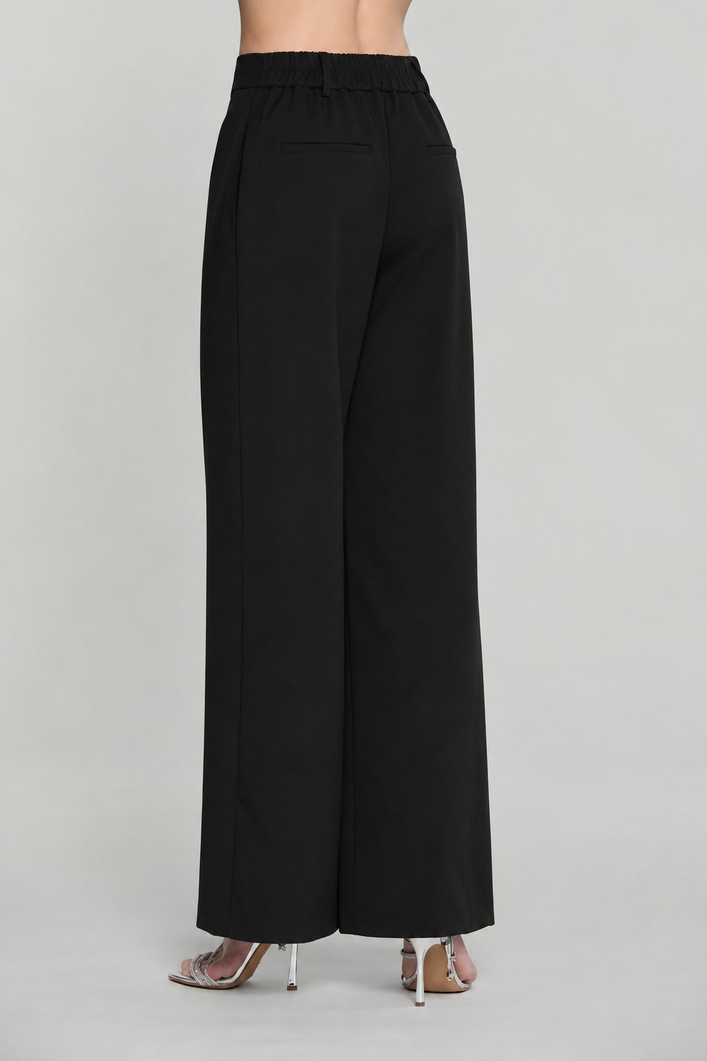 Pantalone BADISCO nero vita alta con elastico più tasche filetto