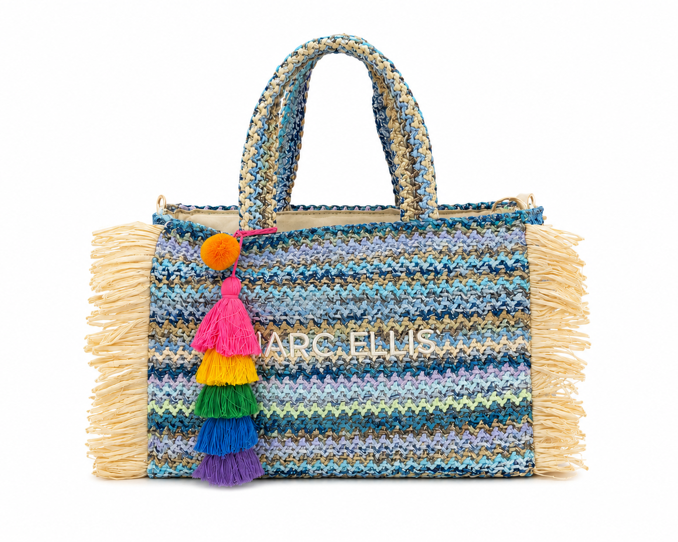 BORSA MEDIA Marc Ellis in rafia multicolor con tracolla