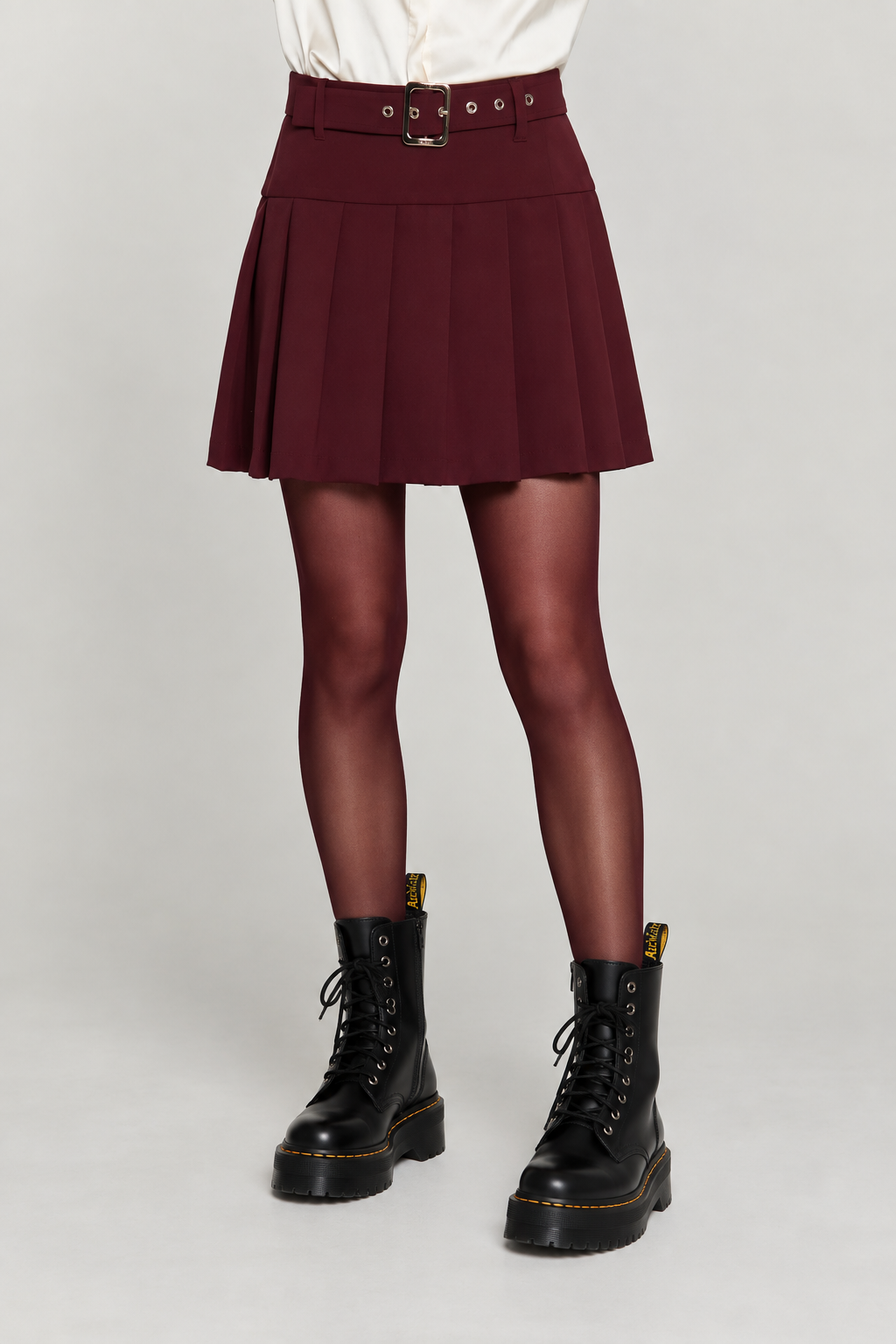 Gonna HARRIS  Bordeaux a Pieghe con Cintura