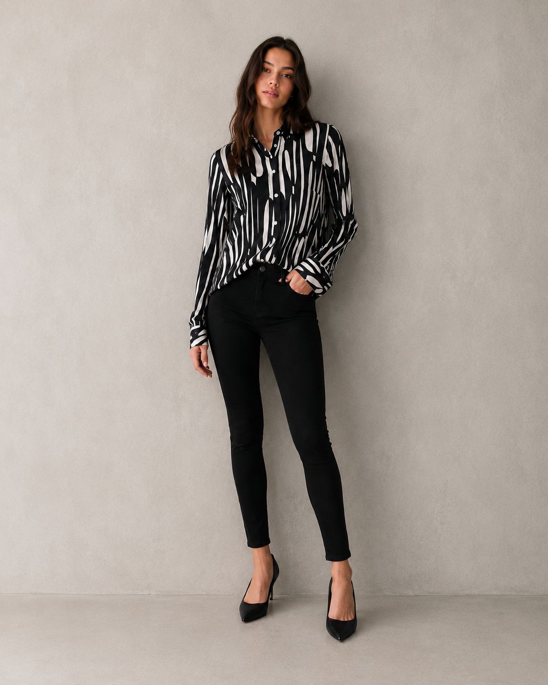 CAMICIA CREAMBLACK FRACOMINA