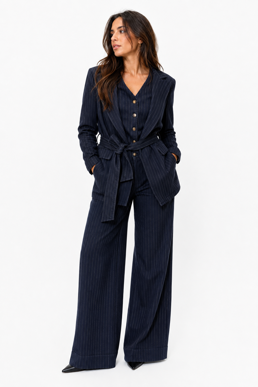 Giacca gessata in denim FRACOMINA