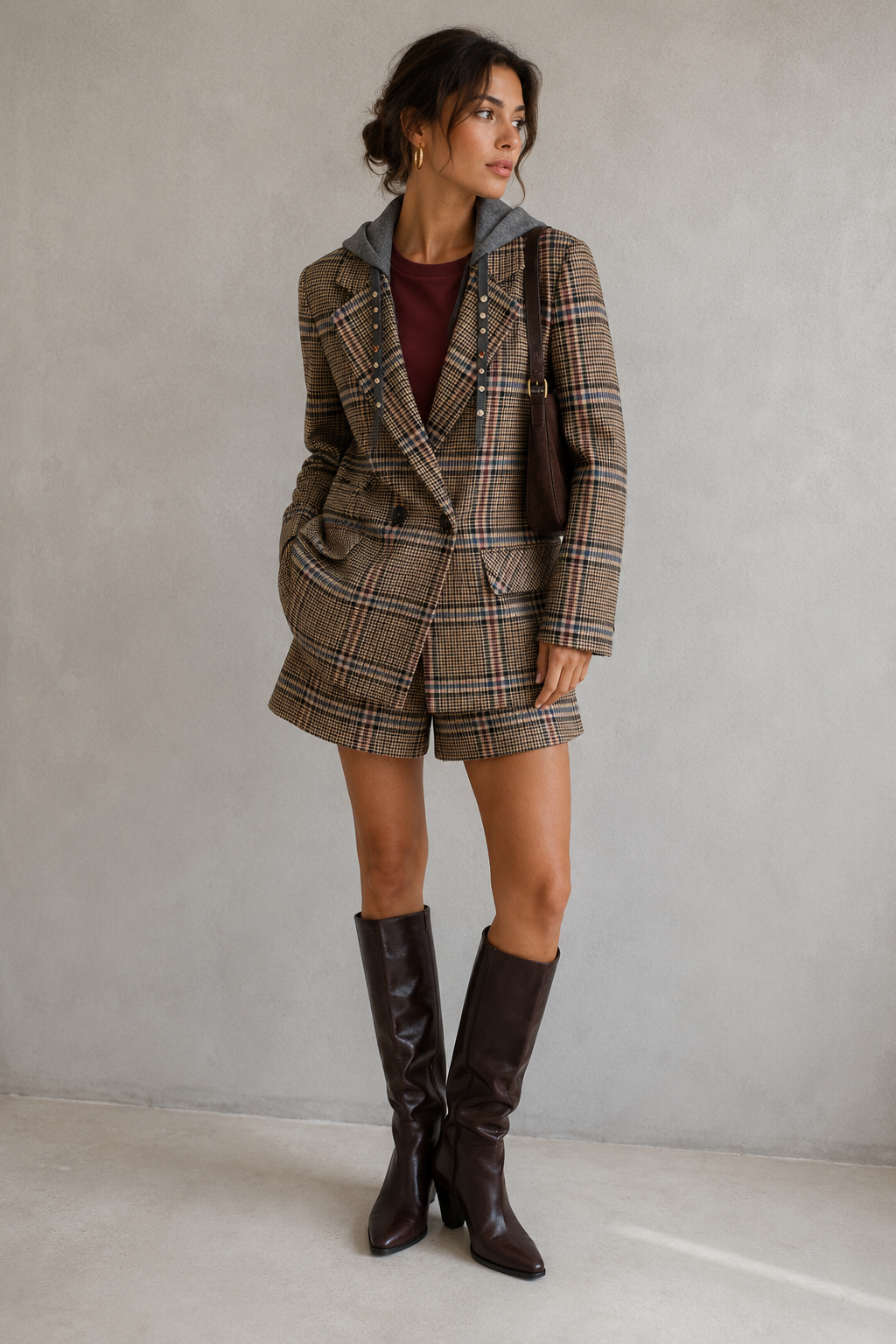 BLAZER QUADRI CON CAPPUCCIO REMOVIBILE -DIXIE-JDBF2BNUA
