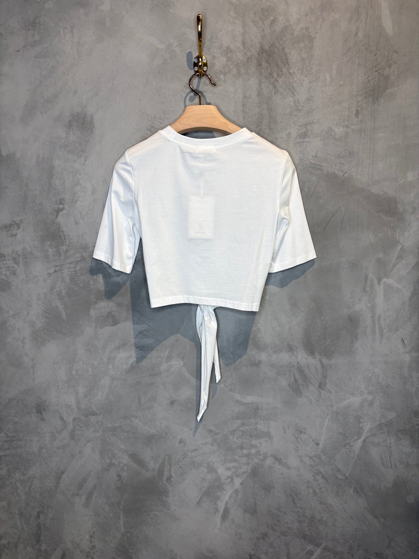 T-SHIRT CROPPED CON DETTAGLIO IN PIZZO