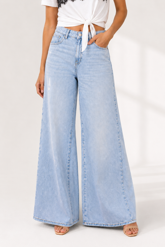 Jeans Eva – Wide Leg Denim Chiaro