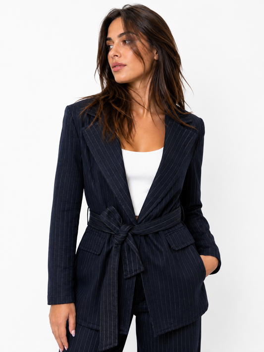Giacca gessata in denim FRACOMINA