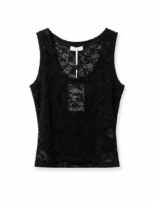 TOP LACE TANK NERO DI FRACOMINA