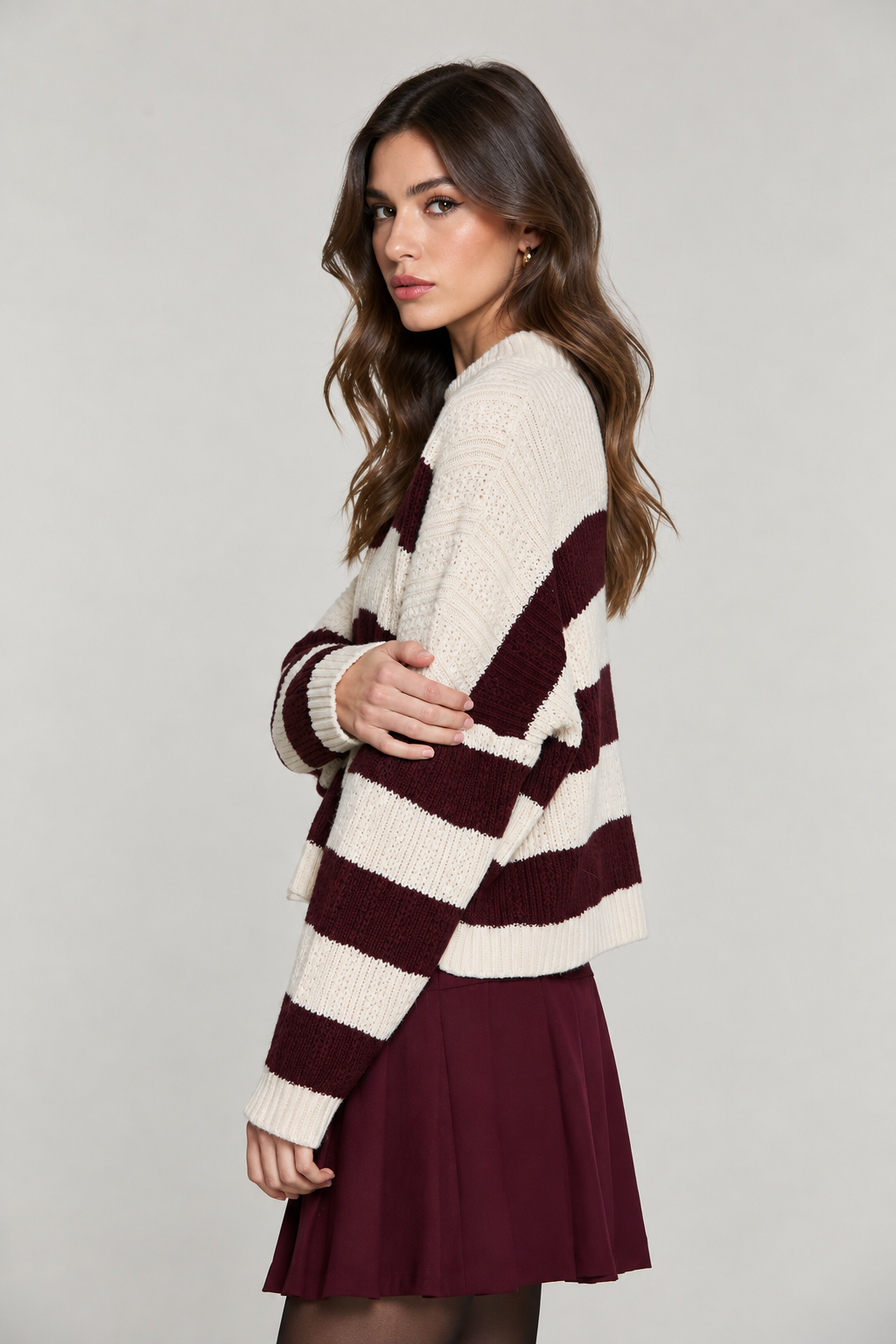 Maglia BUTTERA  a Righe Panna e Bordeaux