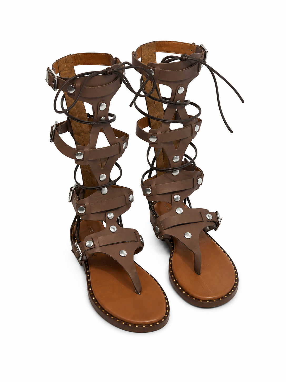 Sandalo gladiatore alto marrone
