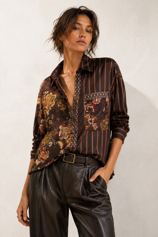 Camicia fantasia mix floreale e righe 
DIXIE CFLL2EBA