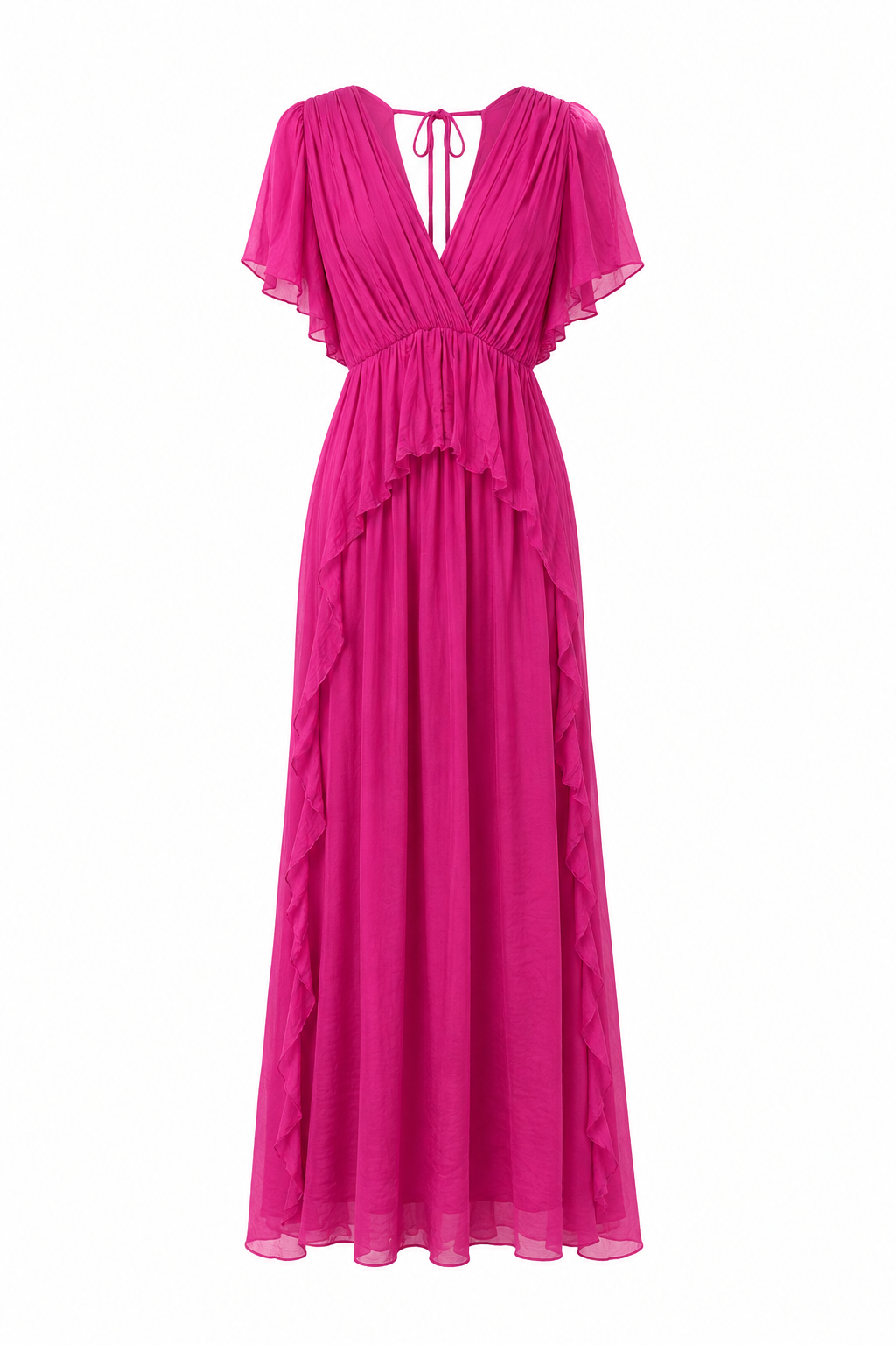 Abito lungo con volant – Fucsia di DIXIE