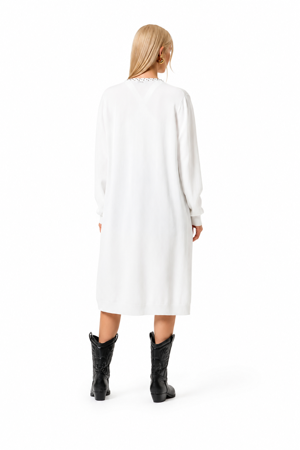 Cardigan lungo con applicazioni di microborchie