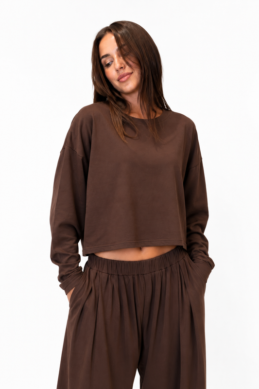 Felpa Crop ELEH Color Moro