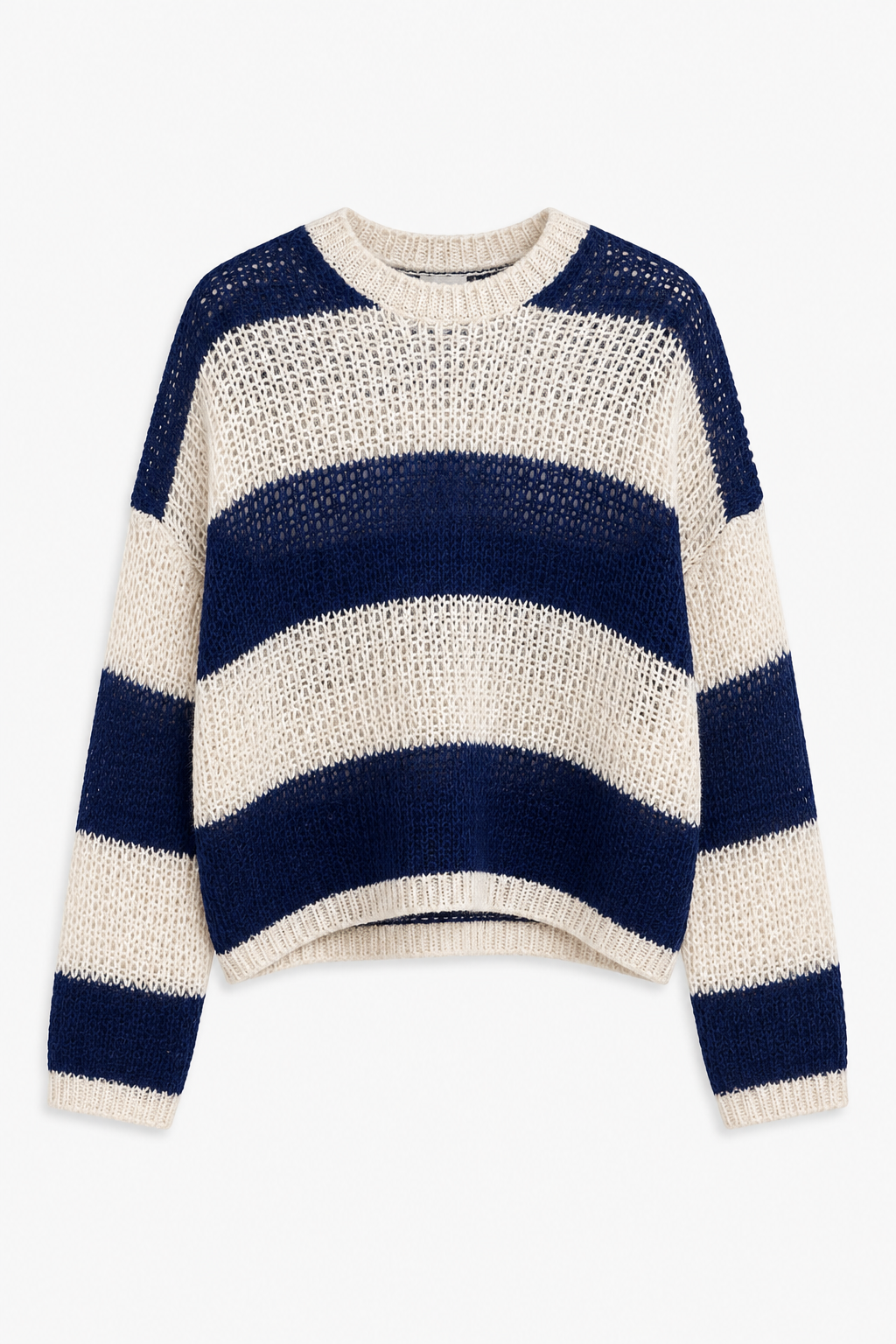 Maglia girocollo a righe bianca e blu FRACOMINA