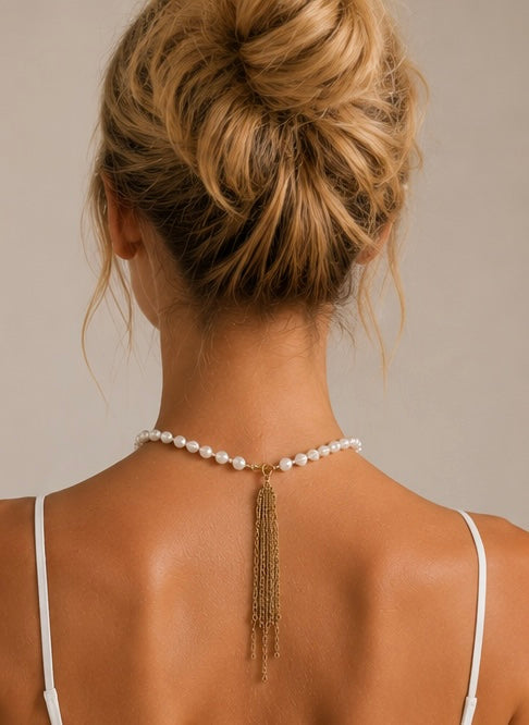 COLLANA CORTA BIANCA CON NAPPINA