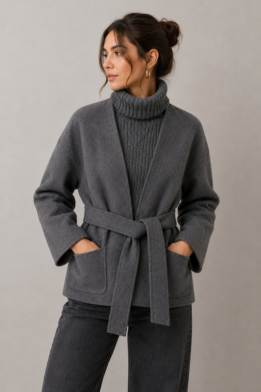 Cappotto con scalda collo grigio GOA GOA
